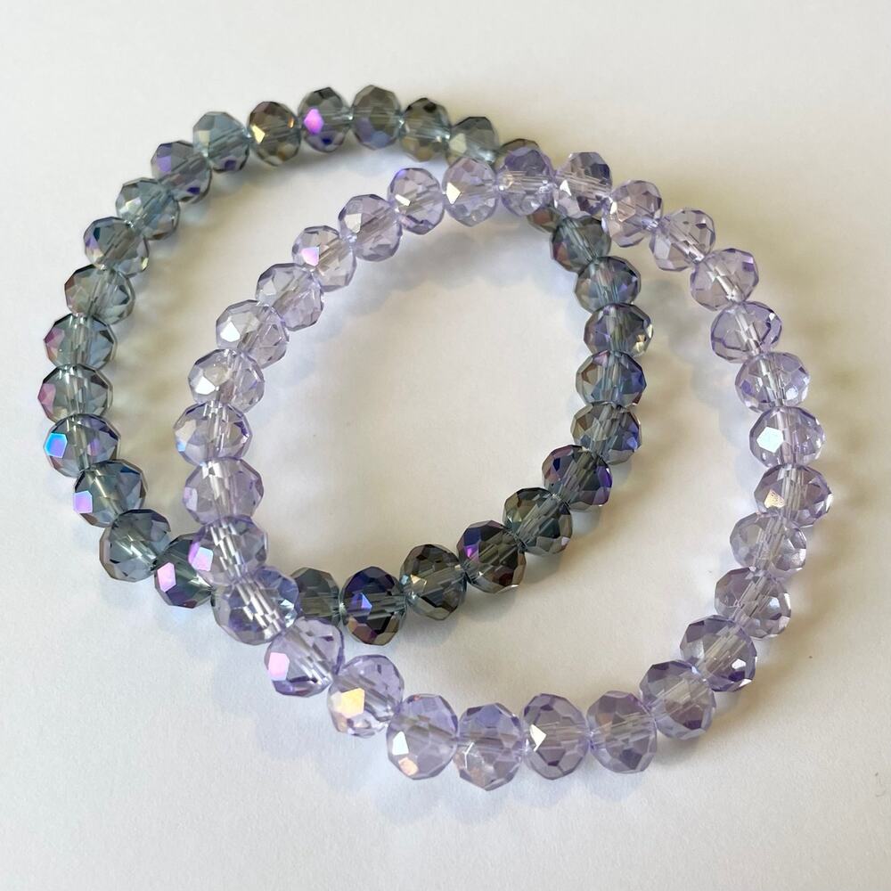 2 Piece Faceted Austrian Crystal Bracelet Set ~ 7”